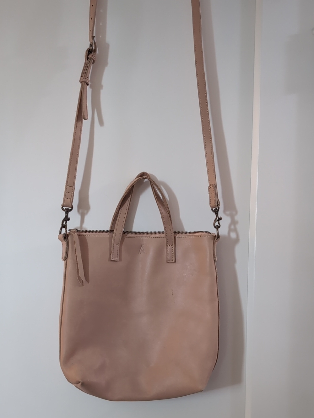 Able Leather Tote Crossbody Bag in Blush